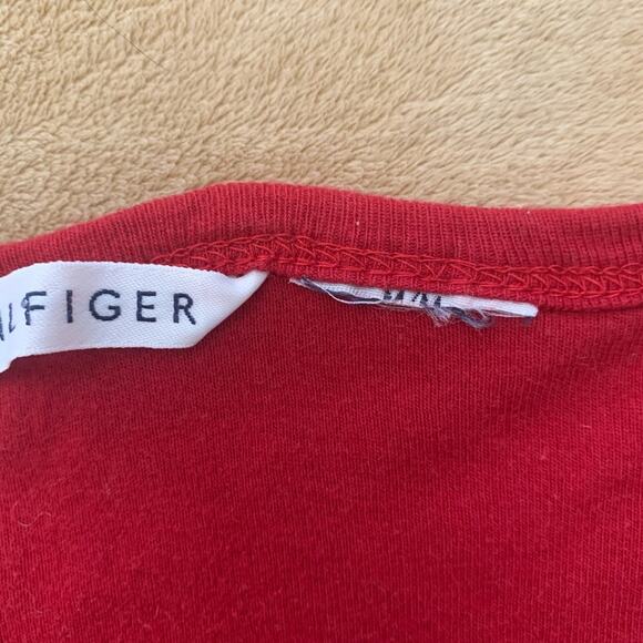 Tommy Hilfiger Tee Size M Vintage 90s y2k Red Cotton Rhinestone - Picture 4 of 10